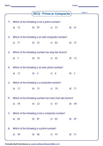 Questions with Answers on Prime and Composite Numbers for .